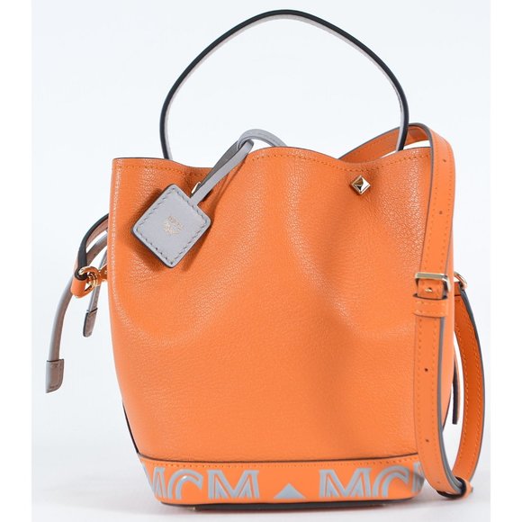 New MCM Milano Maple Leather Mini Contrast Logo Drawstring Crossbody Purse Bag - Picture 2 of 11